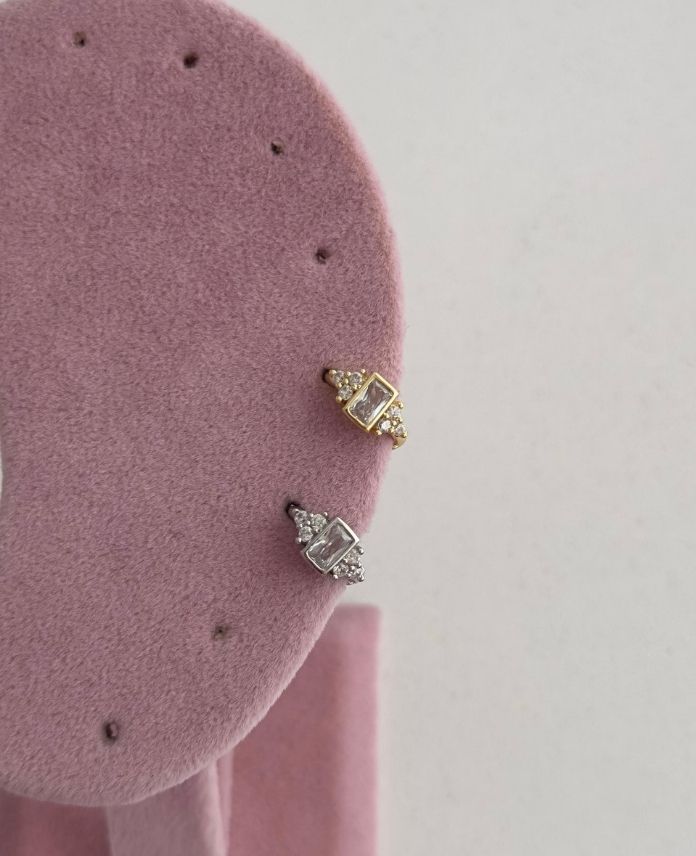 Çelik Düz Baget Taş Helix Piercing