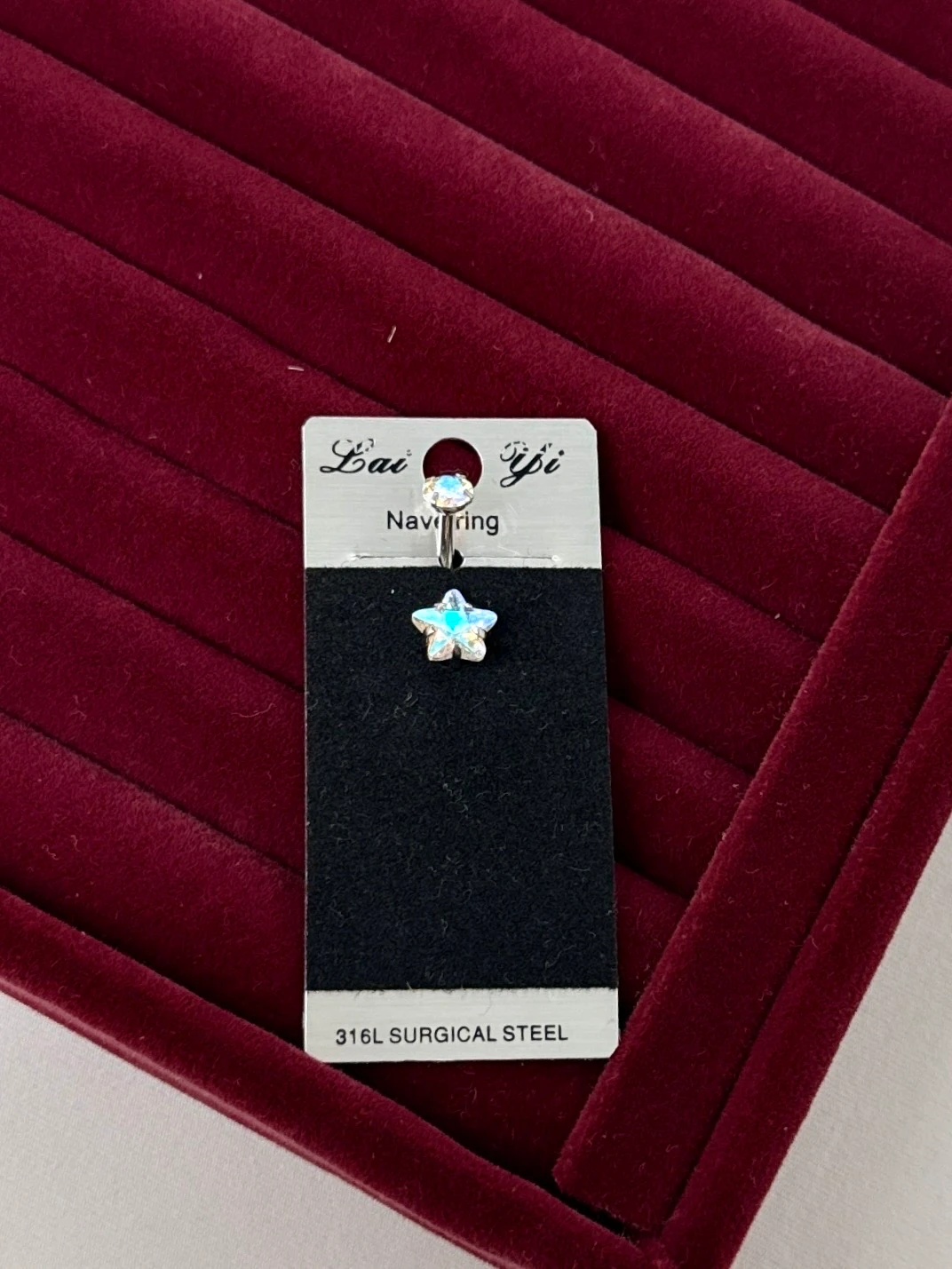 çelik göbek silver yıldız taş piercing