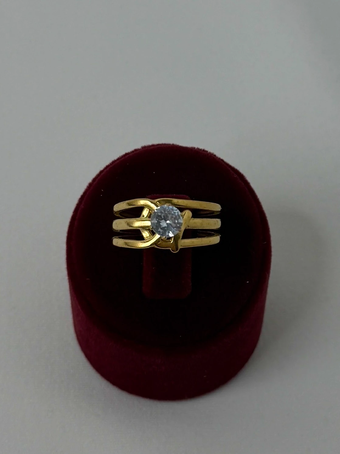 çelik gold ayarlanabilir desenli tektaş yüzük