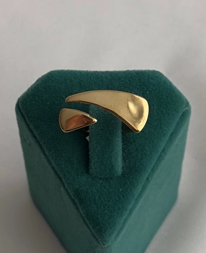 çelik numaralı gold iki sıra düz plaka yüzük