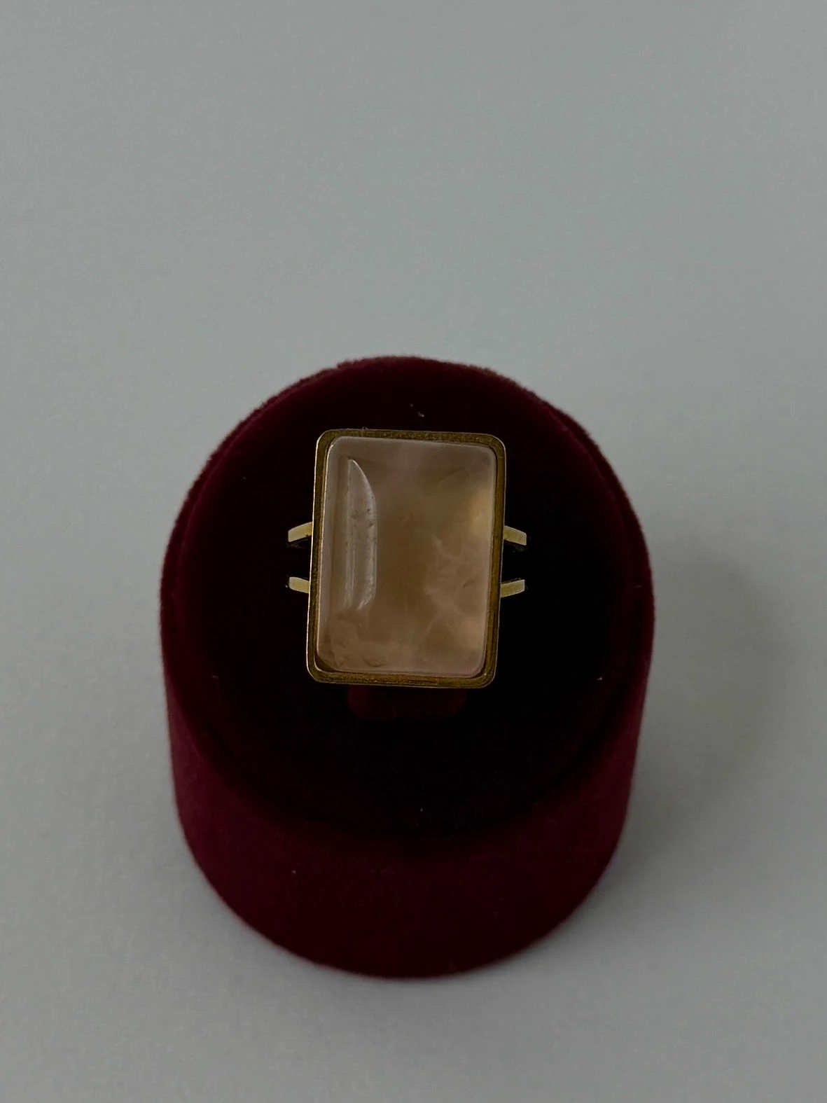 çelik gold ayarlanabilir doğaltaş pembe dikdörtgen yüzük