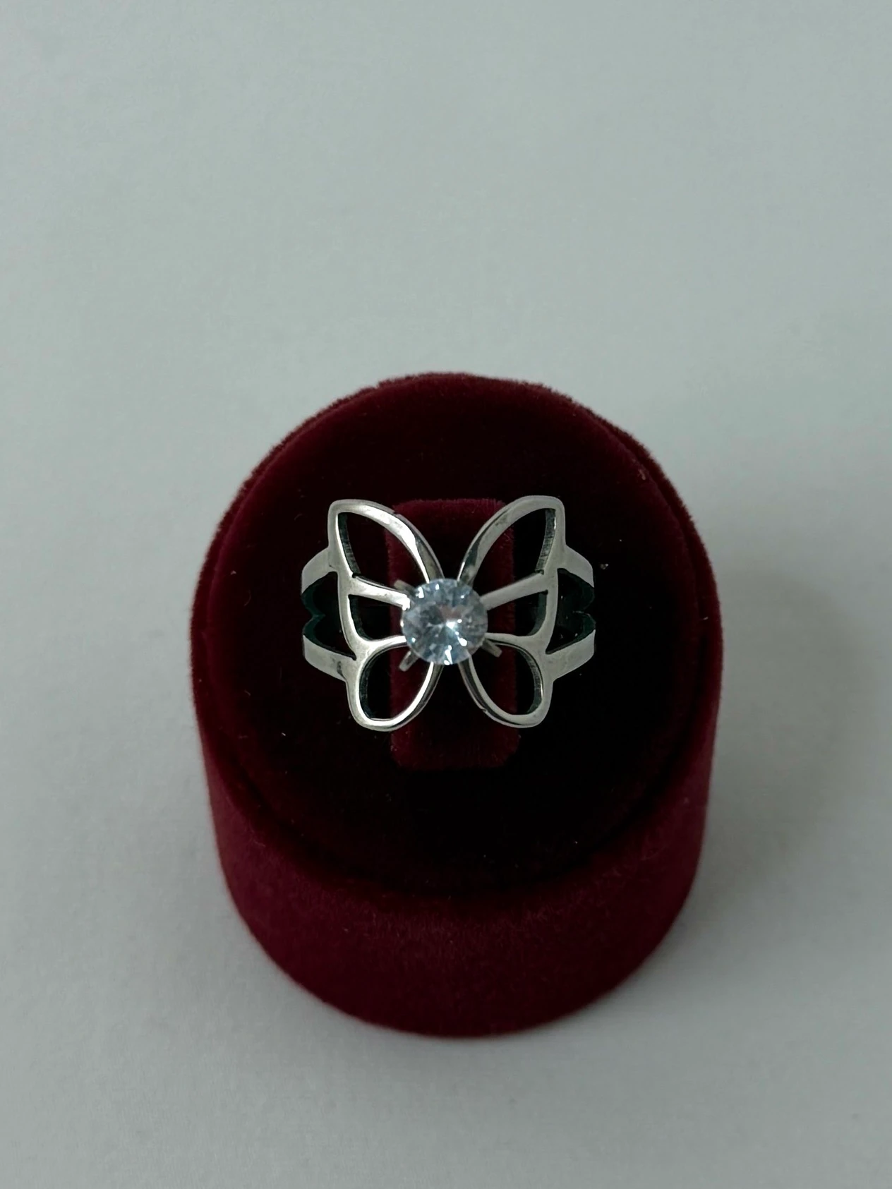 çelik silver numaralı desenli tektaş yüzük