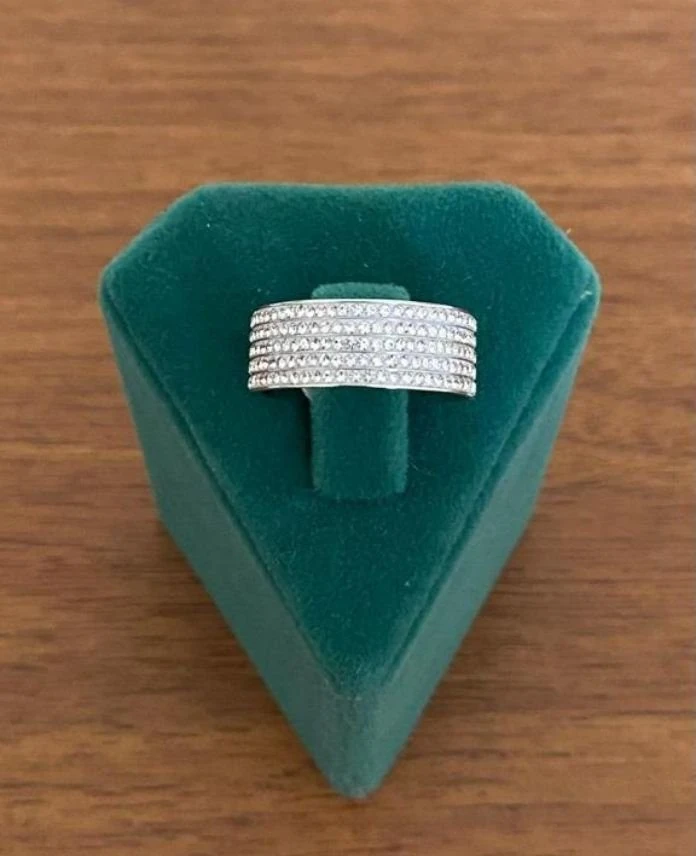 Çelik Numaralı Silver 5 Sıra Taşlı Yüzük