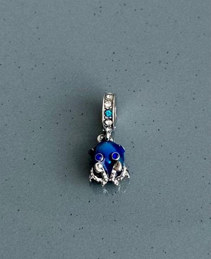pirinç silver ahtapot mavi charm