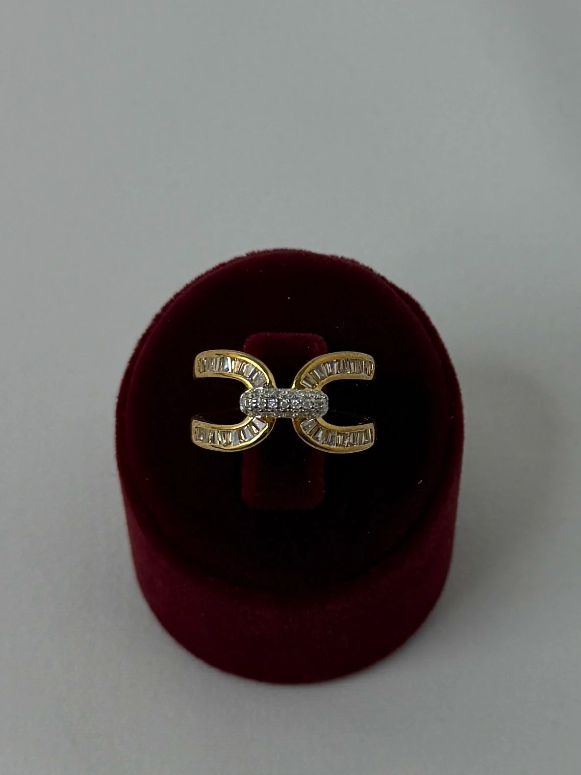 pirinç gold ayarlanabilir elips geçme taşlı yüzük