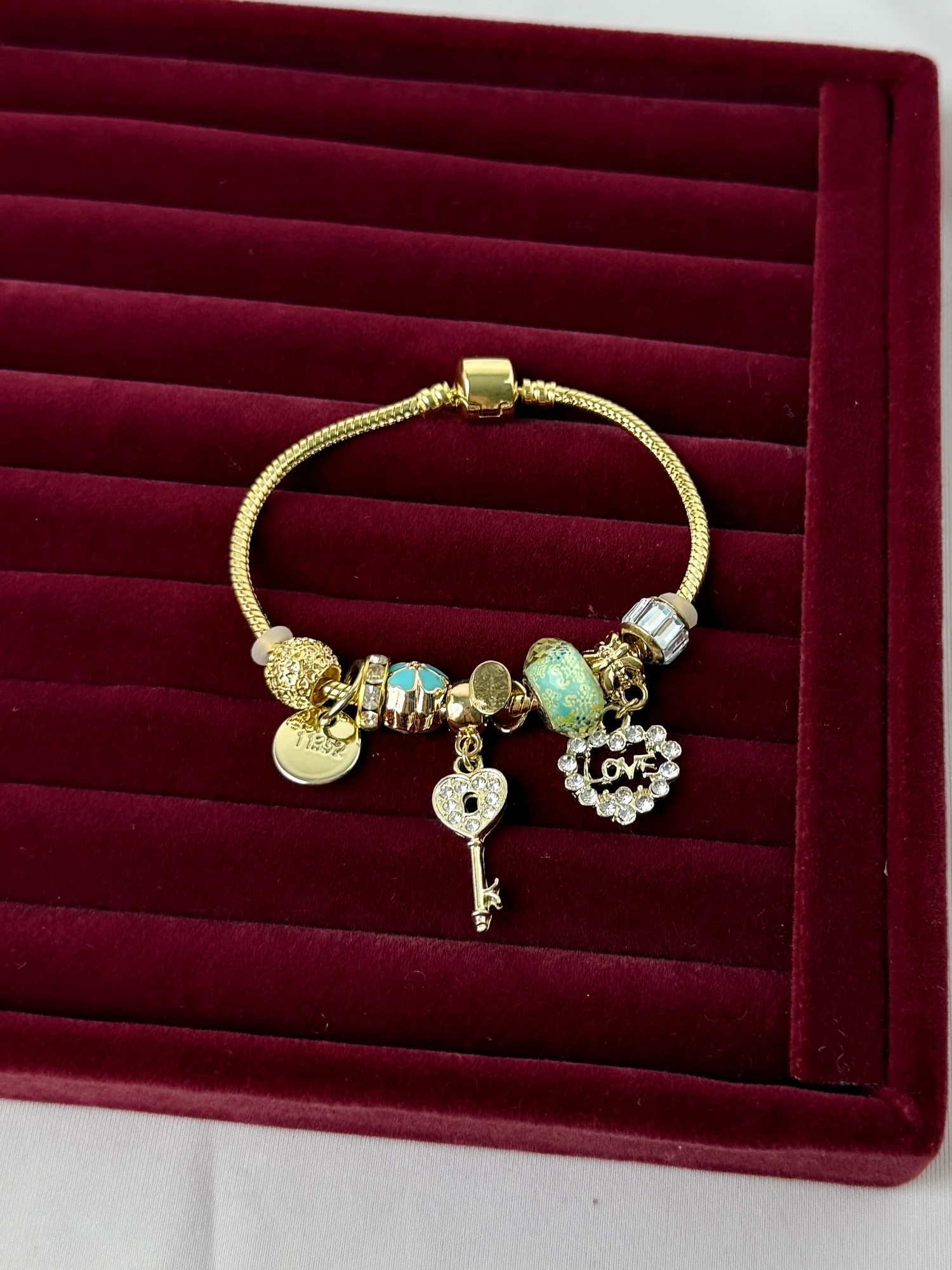 gold gerçek kordon love kalp anahtar yeşil pndr