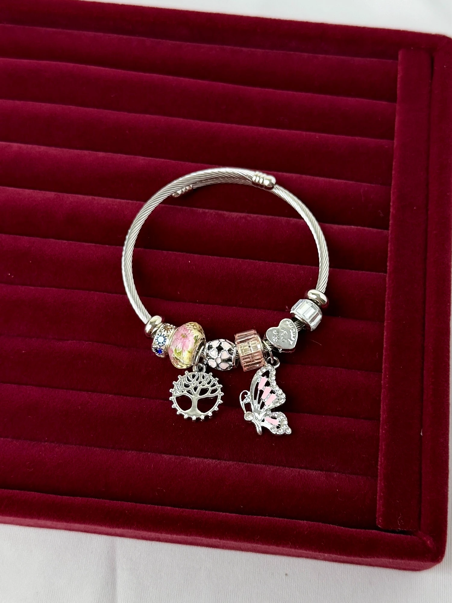 silver kelebek yaşam ağacı pembe pndr