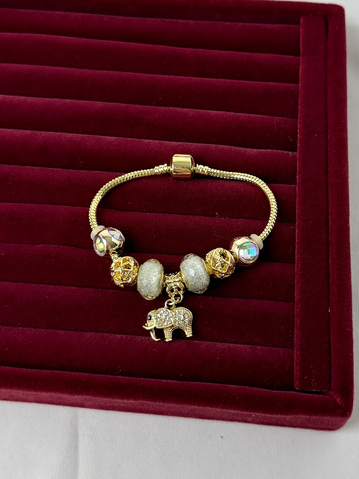 gold gerçek kordon fil beyaz pndr