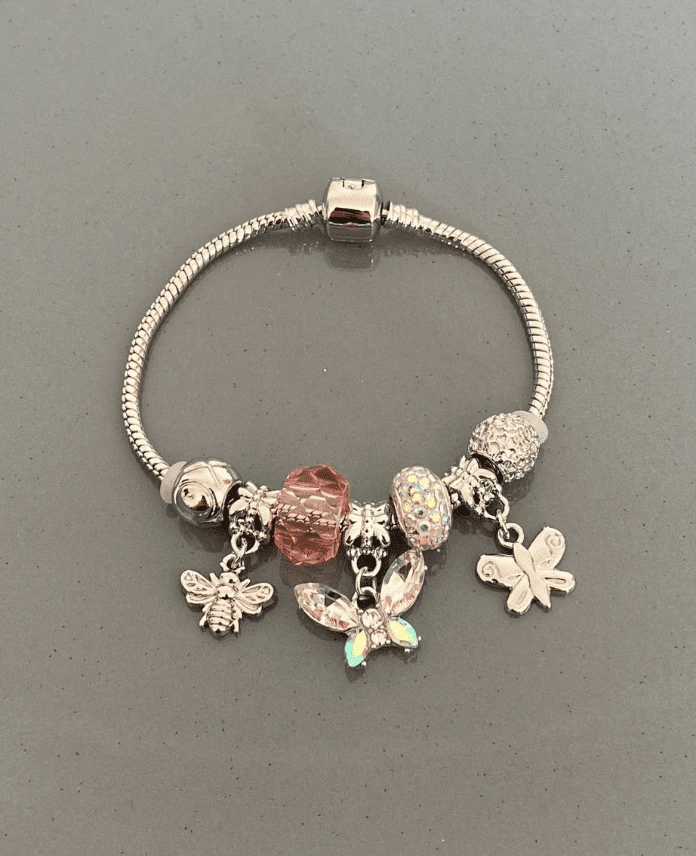 Yeni Kelebek Pembe Charmlı Gerçek Kordon Pembe Pndr