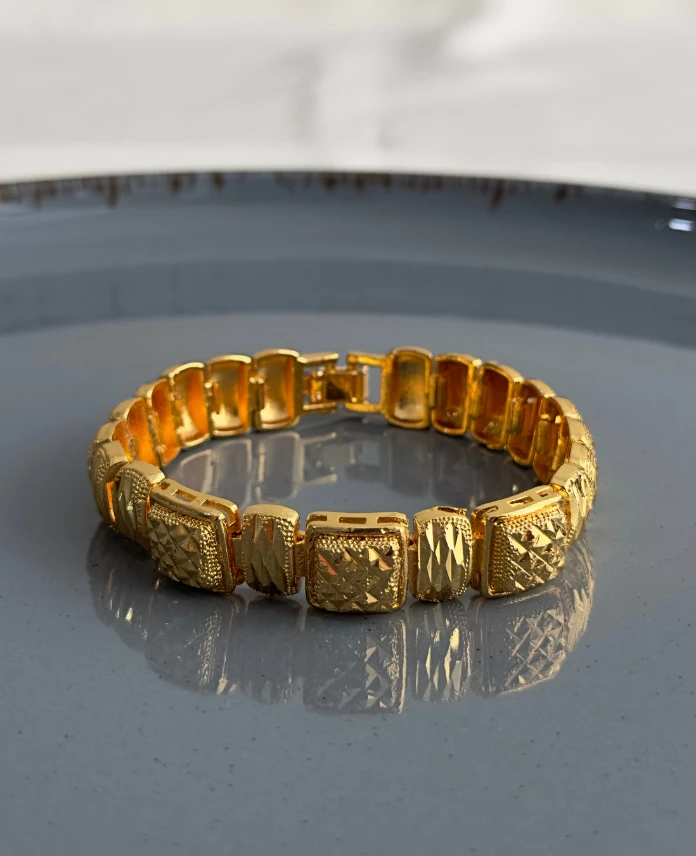 24k altın kaplama gold elips kare bileklik