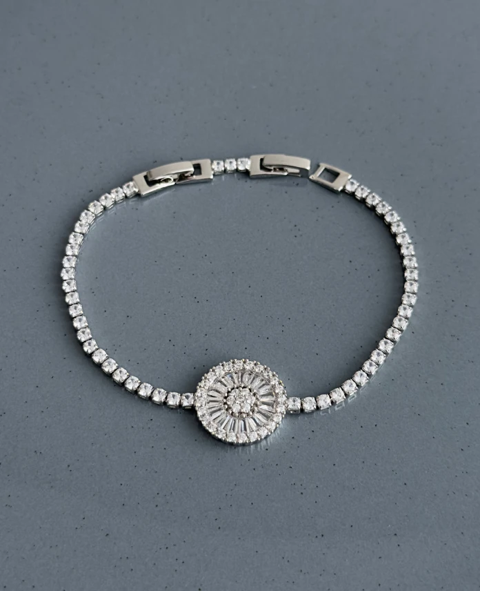 zirkon silver su yolu yuvarlak bileklik