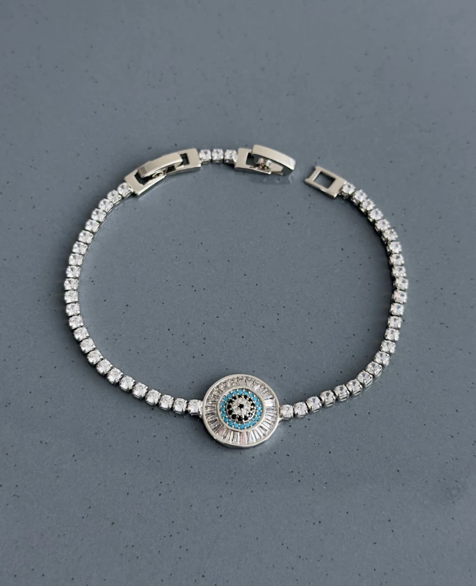 zirkon silver su yolu nazarlık yuvarlak bileklik