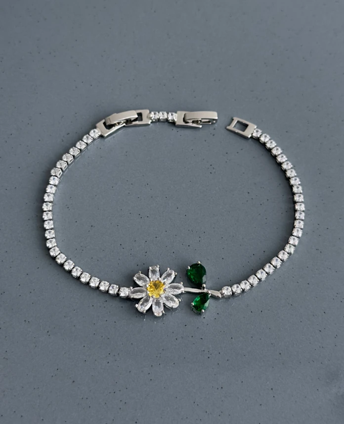 zirkon silver su yolu papatya bileklik