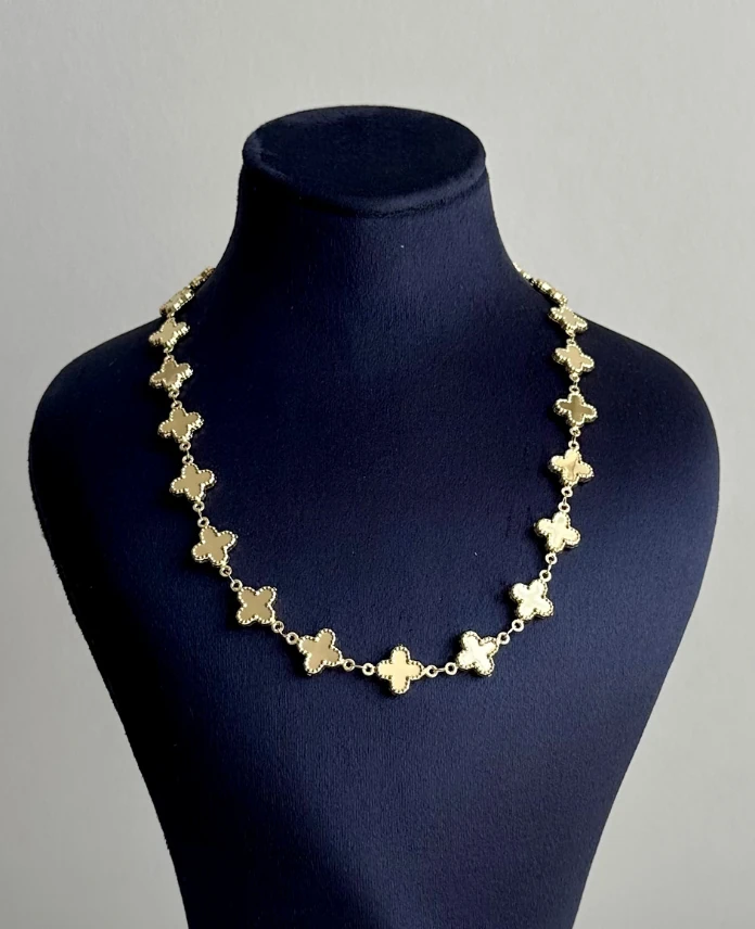 VİP CMJEWERLY gold düz ayna yonca kolye
