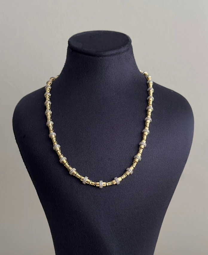 bijuteri vip gold silindir taşlı 45cmkolye