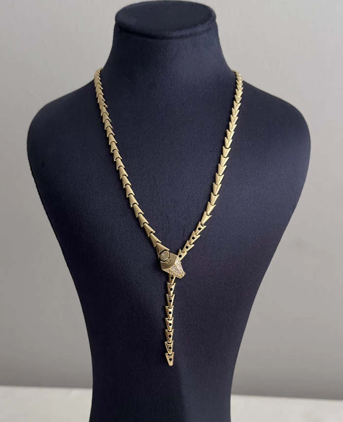 bijuteri vip gold yılan asansörlü 45cm kolye