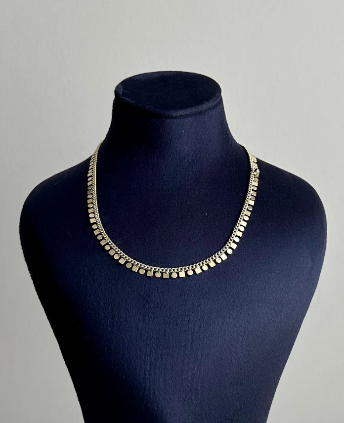 VİP gold zincir kare plakalı 45cm kolye
