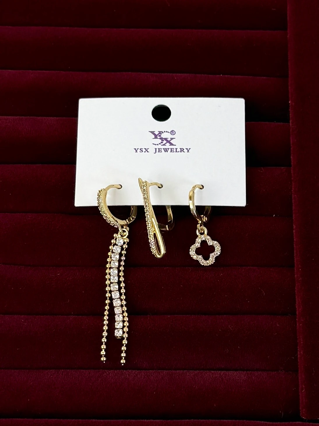 vip ysx gold üçlü yonca suyolu küpe