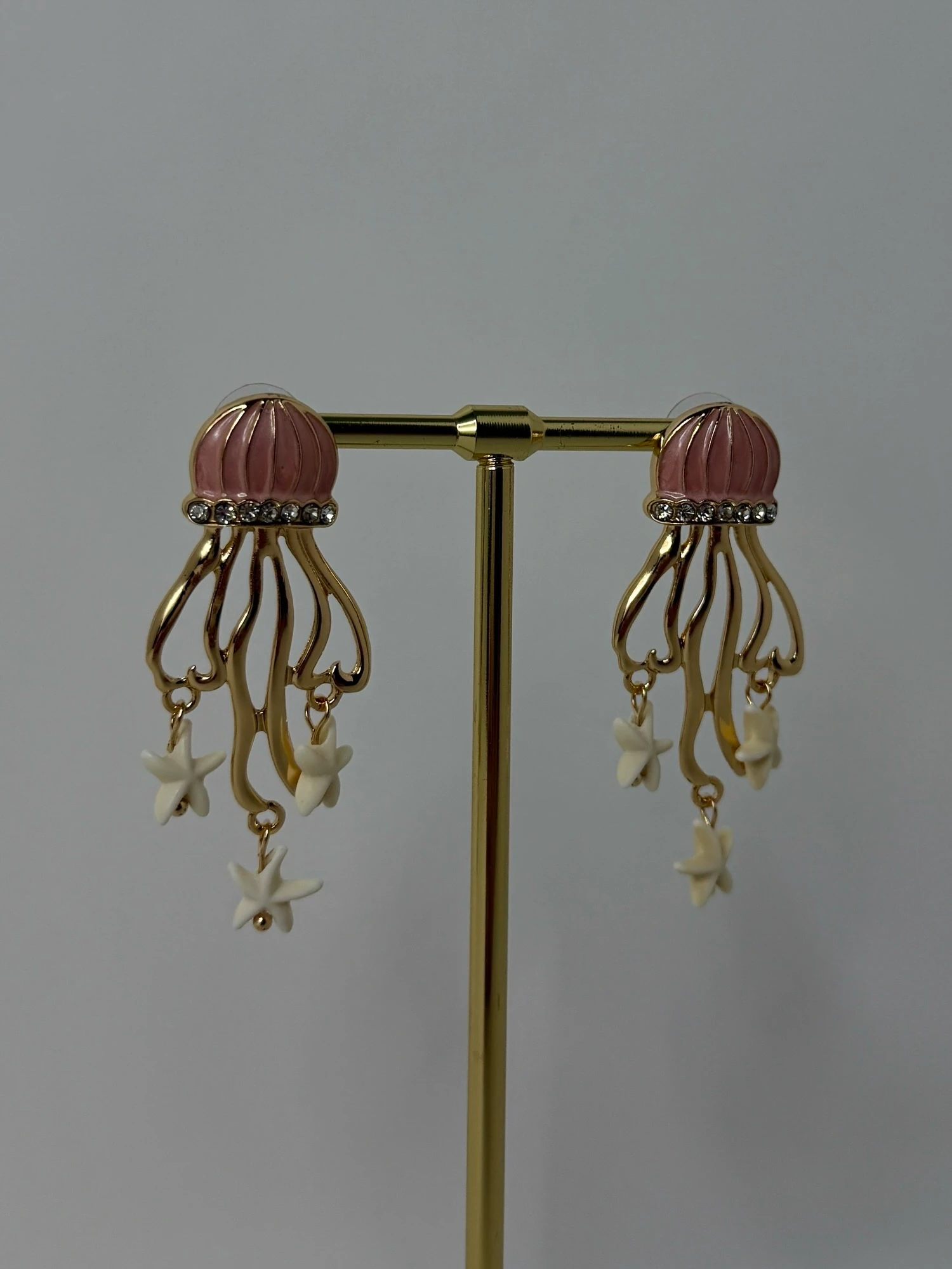 vip gold toz pembe denizanası küpe