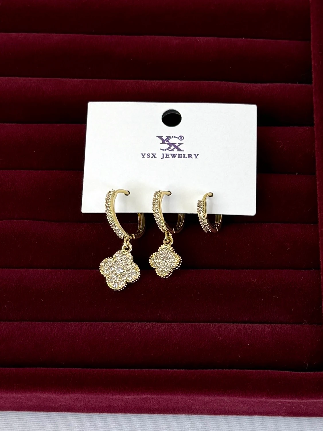 vip ysx gold üçlü yonca küpe