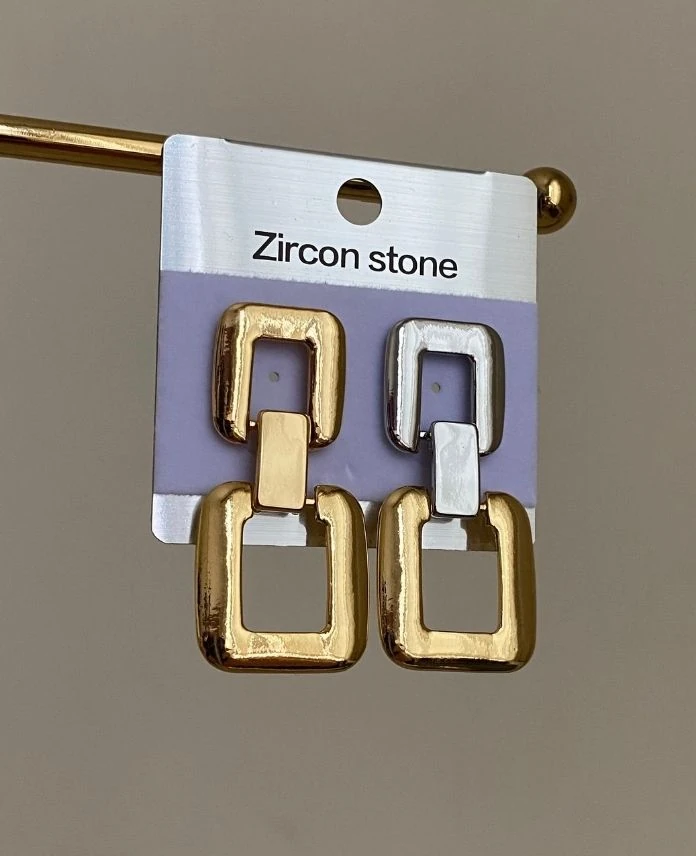 Bijüteri Zircon Geçme Kare Küpe