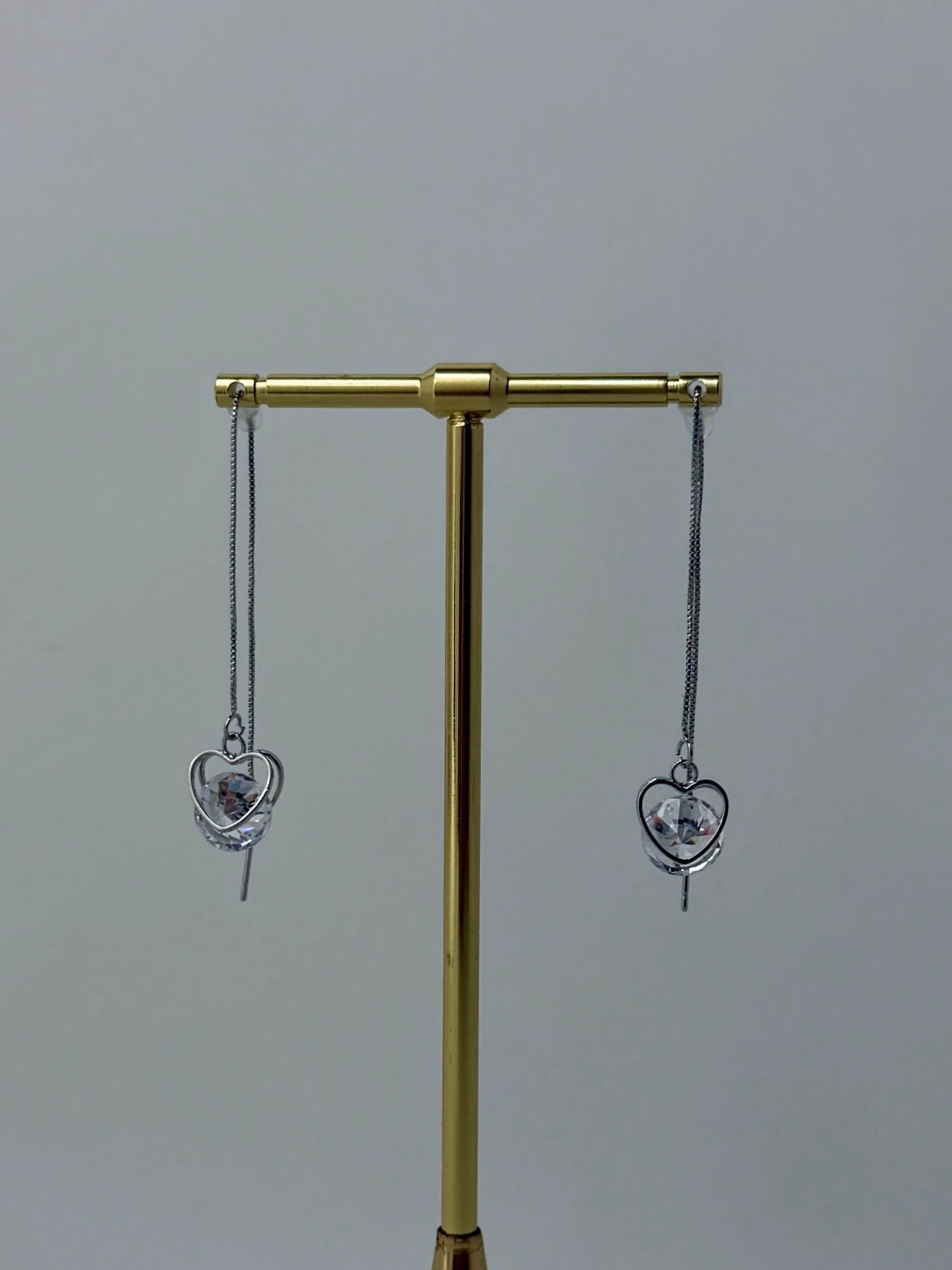bijuteri silver kalp taşlı küpe