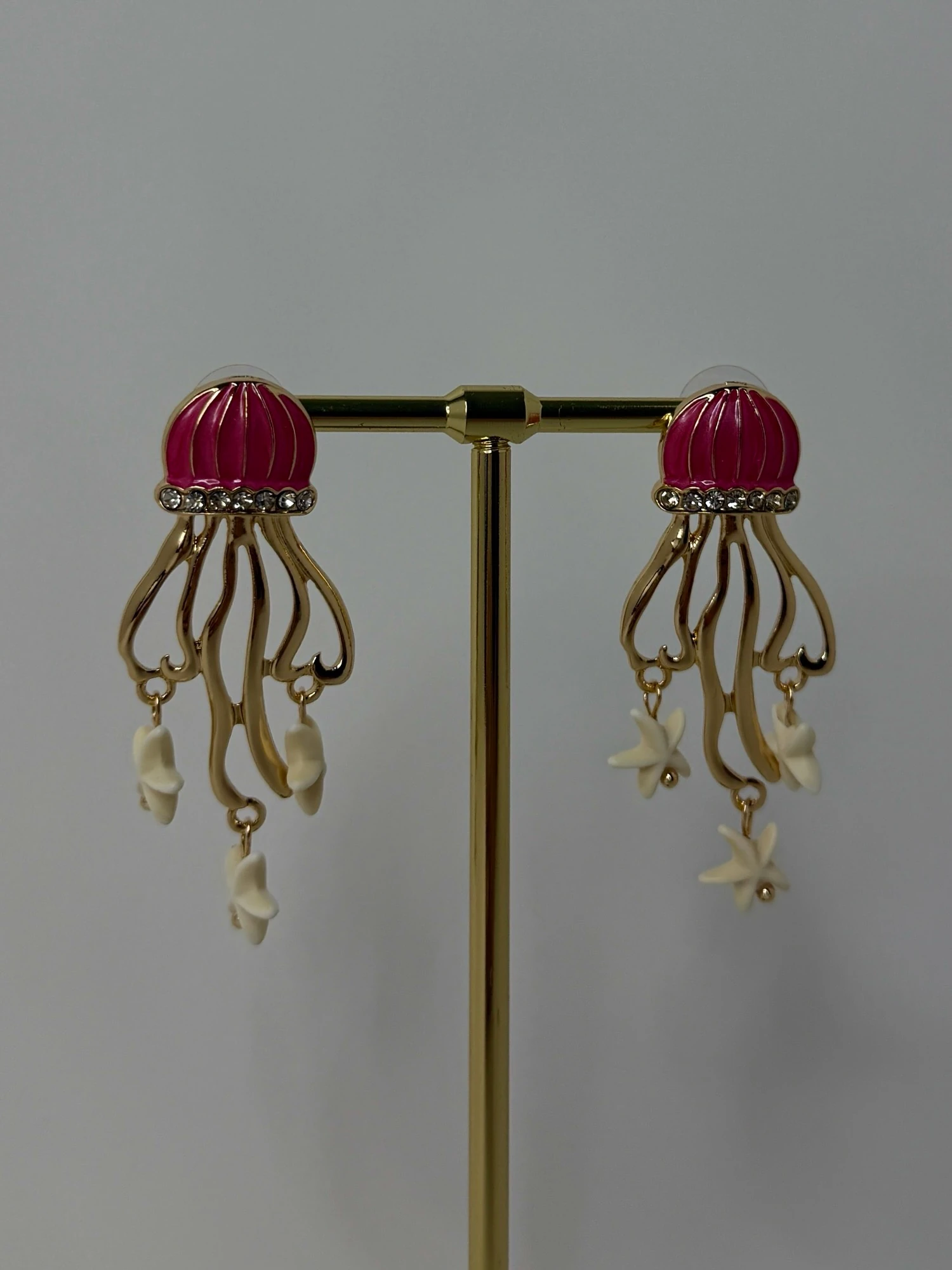 vip gold pembe denizanası küpe