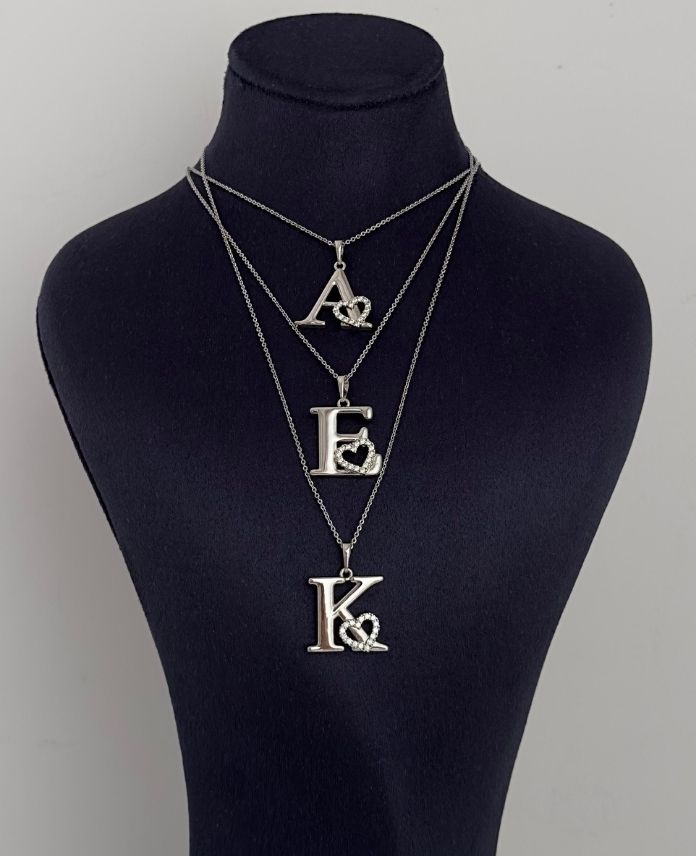 Xuping Silver Harf Kalp Taşlı 60Cm Kolye