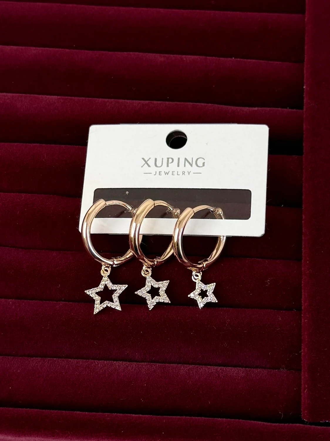 xuping rose üçlü yıldız küpe