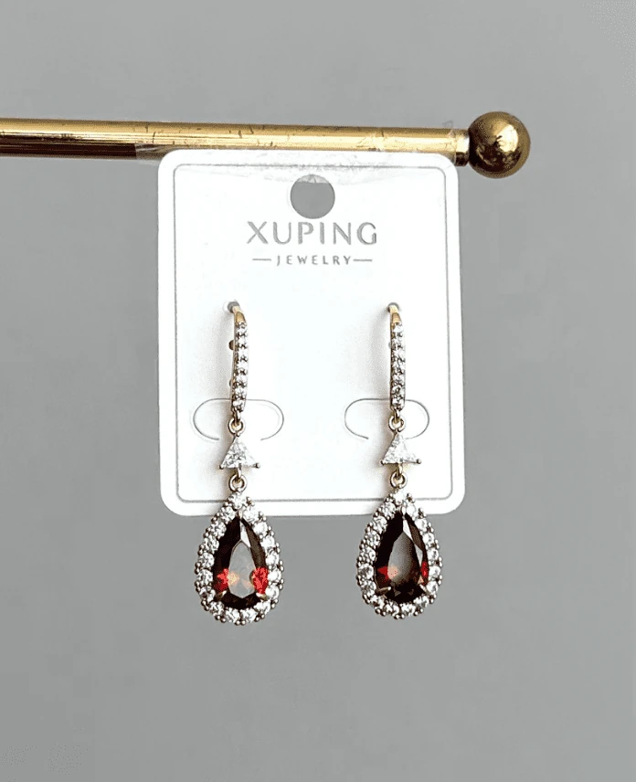 xuping rose damla kırmızı küpe
