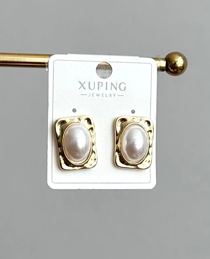 xuping gold dikdörtgen inci küpe