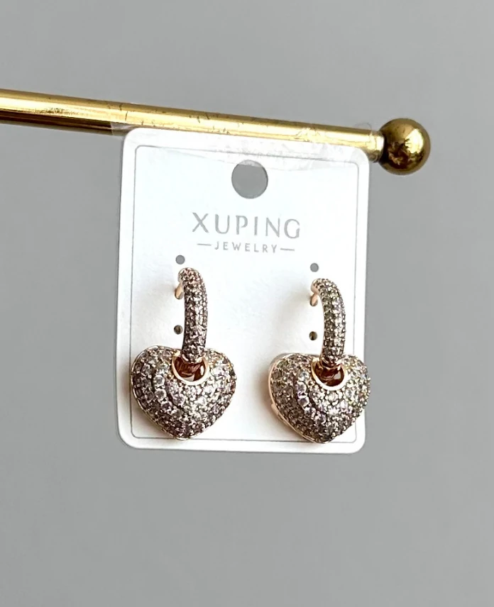 xuping rose kalp full taş küpe