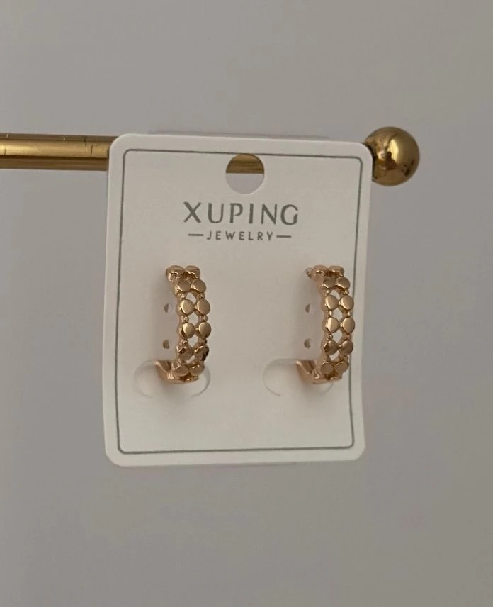 Xuping Halka İki Sıra Boncuklu Küpe