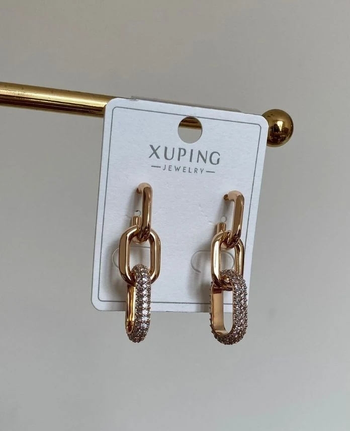 Xuping 3 Oval Halka Taşlı Küpe