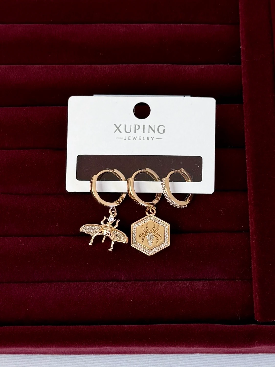 xuping rose üçlü arı küpe