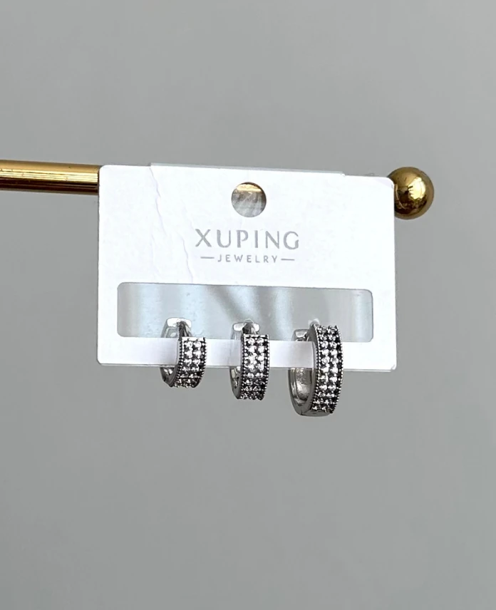 xuping silver üçlü halka taşlı küpe