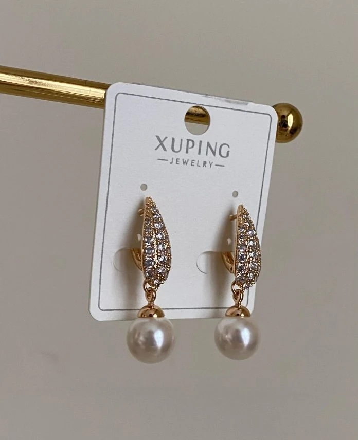 Xuping Ucu İncili Taşlı Küpe