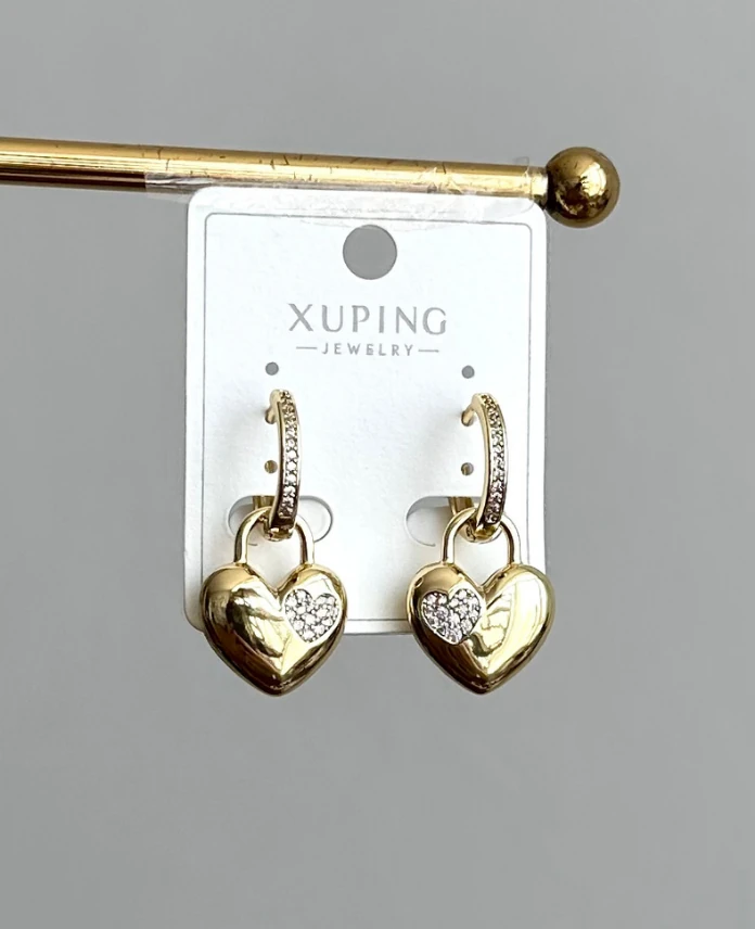 xuping gold kilit kalp küpe
