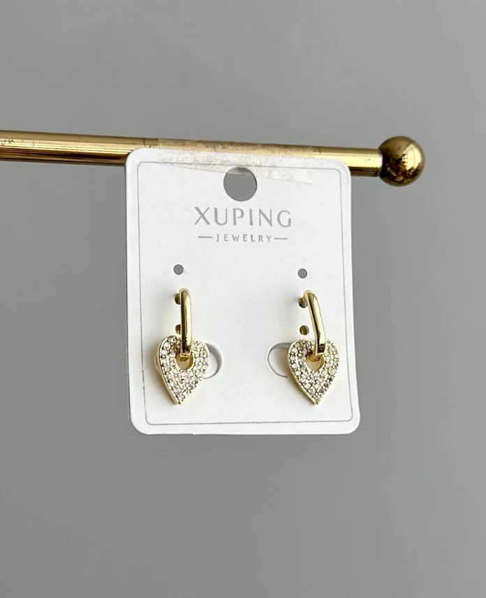 xuping gold halka içten geçme kalp küpe