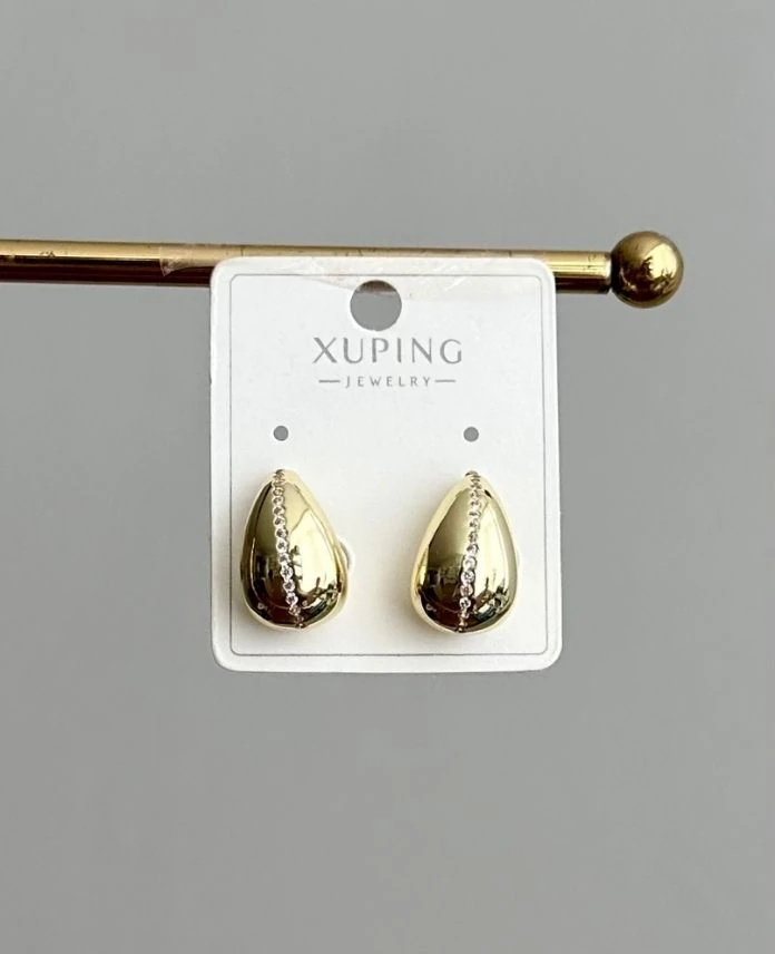 xuping gold damla çizgi taş küpe