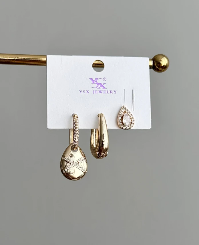 ysx gold damla üçlü küpe