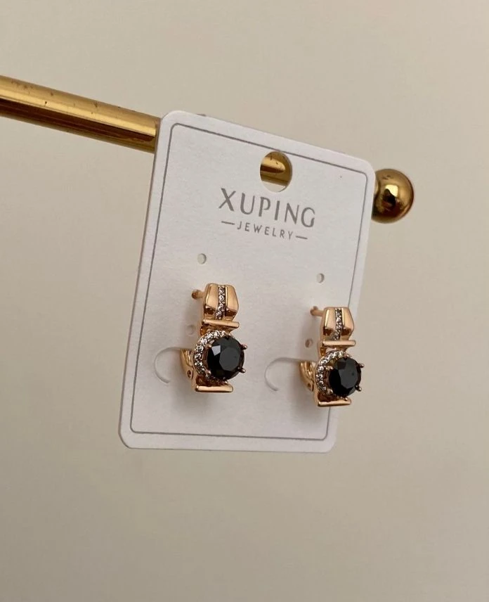 Xuping Tek Taş lacivert Küpe