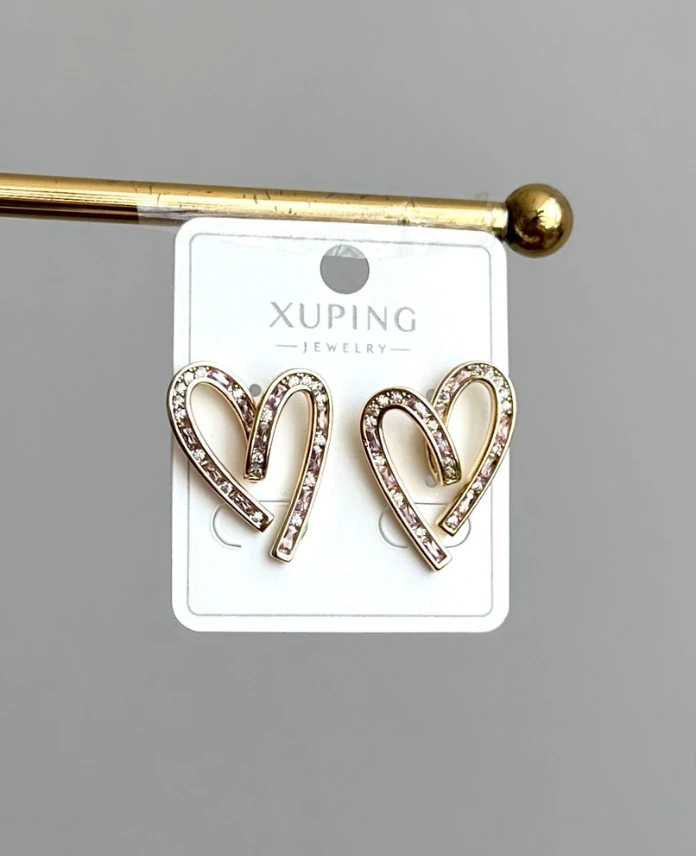 xuping gold kalp trenkli taş küpe