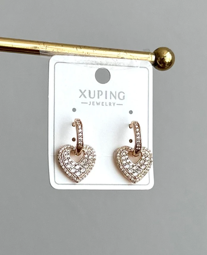 xuping rose kalp küpe
