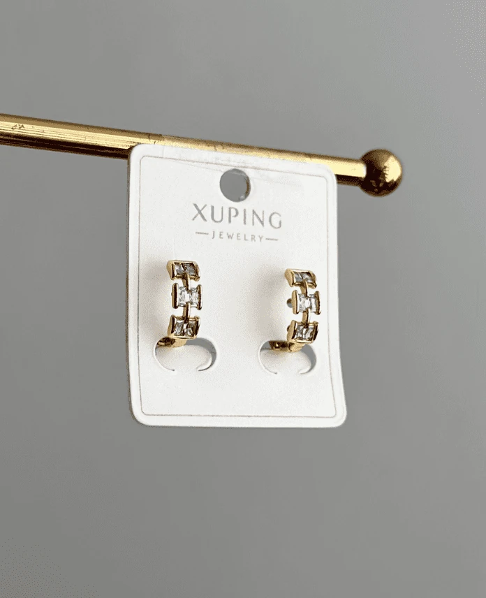 xuping rose halka aralıklı taşlı küpe