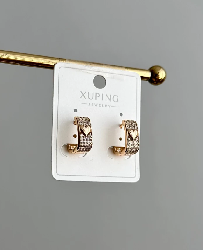 xuping rose halka taşlı kalp küpe