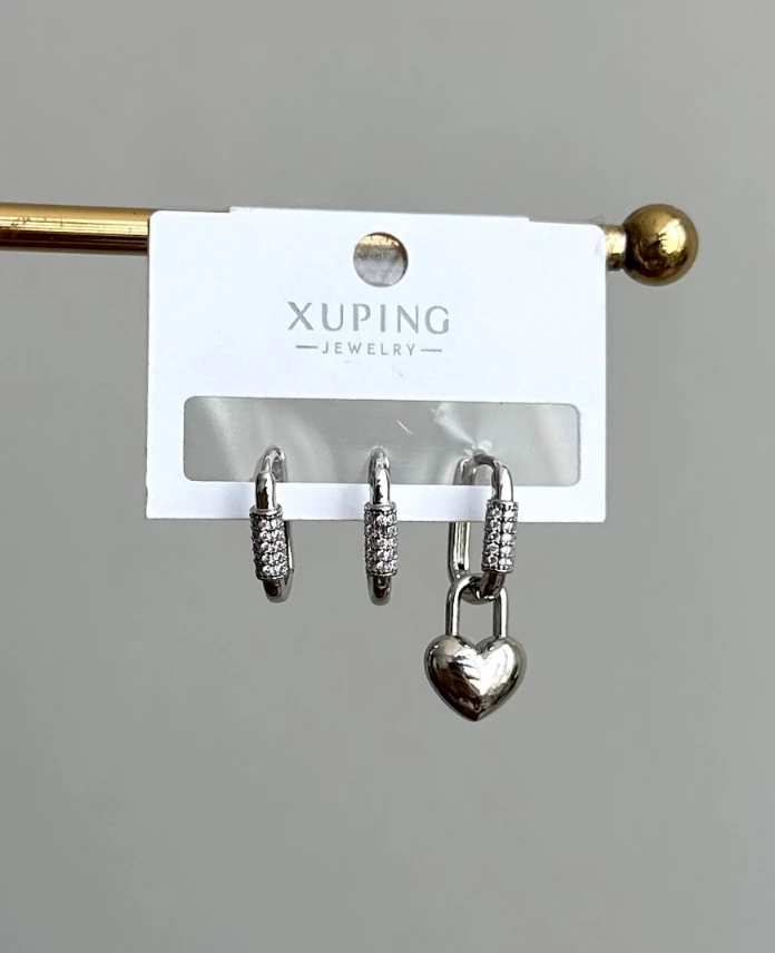 xuping silver üçlü kalp küpe