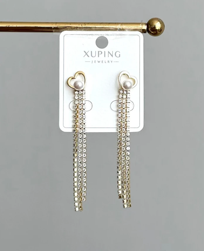 xuping gold kalp inci suyolu küpe
